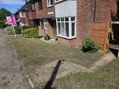 Front lawn strimmed and tidied ready for a property letting in Kent