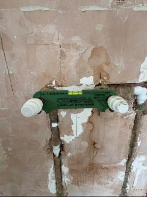 Pipework prepared for a new shower installation in Rochester