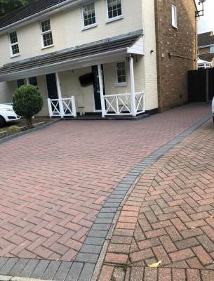Newly laid block paving driveway outside a Kent home, built by Roseland Maintenance